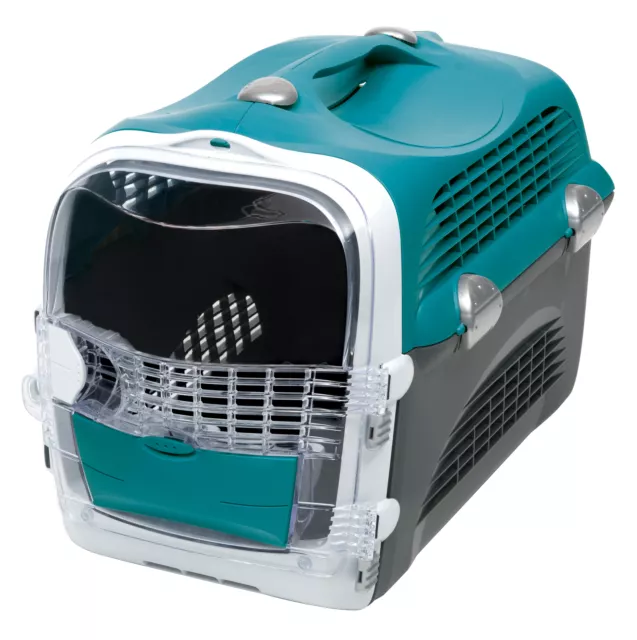 Catit Cabrio Transportbox für Katzen und kleine Hunde 51x33x35cm - Farbe: Türkis