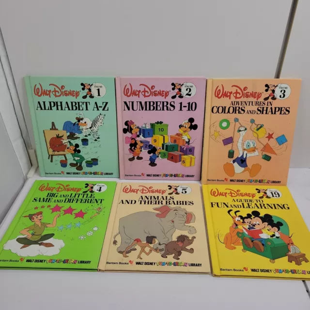 Walt Disney Fun-to-Learn Library Lot of 6 Books 1-5 and 19 Mickey Mouse