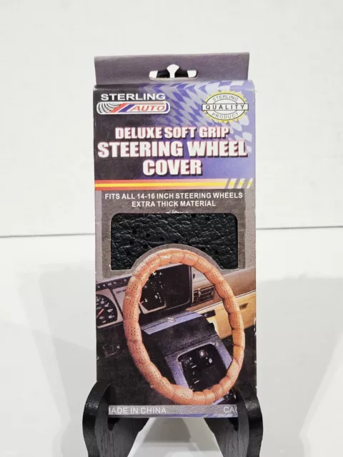 Vintage Deluxe Soft Grip Black Steering Wheel Cover 14"-16" Steering Wheels New