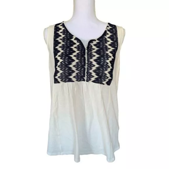 Two by Vince Camuto Womens Top Size Small Sleeveless White With Lace Overlay