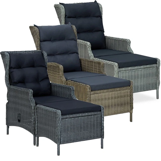 VERSTELLBAR GARTENSESSEL POLYRATTAN Loungesessel Gartenliege Stuhl