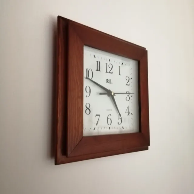 orologio da parete vintage P.L. cornice in legno wall clock wood frame