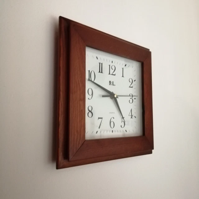 orologio da parete vintage P.L. cornice in legno wall clock wood frame
