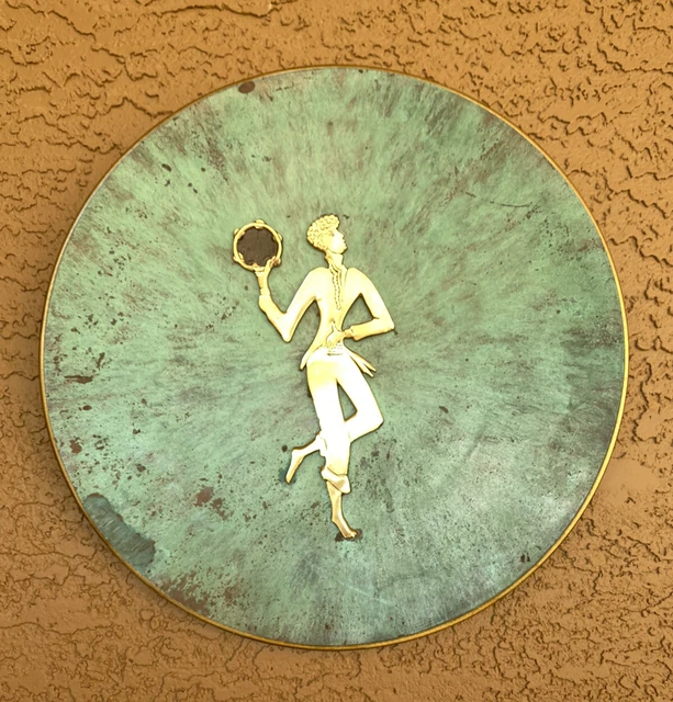 Hakuli Israel 15" Brass Plate Musician Dancer Tambourine Vintage 50's 60's