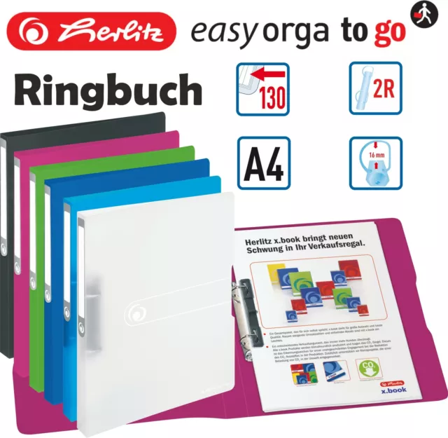 Herlitz Ringbuch Ringhefter Ringordner PP A4 2-Ring-Kombi-Mechanik 28mm