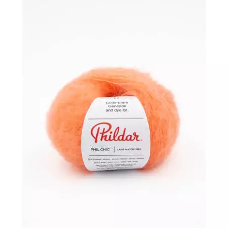 Pelote de laine et Mohair PHIL CHIC - 25gr - Phildar Abricot Orange ,Bleuet Ble