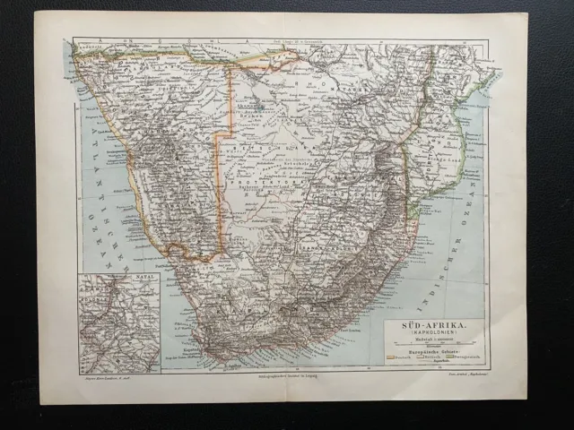 antike historische Landkarte Deutsche Kolonien: Süd Afrika - Kapkolonien um 1910