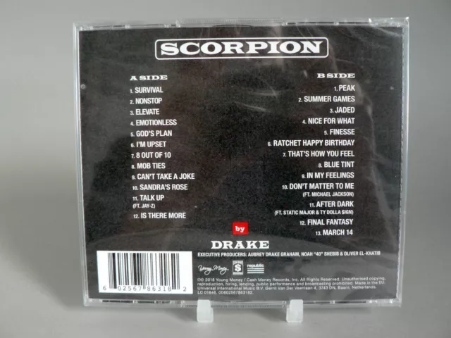 Drake - Scorpion 2 Cd Doppeldisc Album 2018 Neuwertig Versiegelt Brandneu 602567863182 2