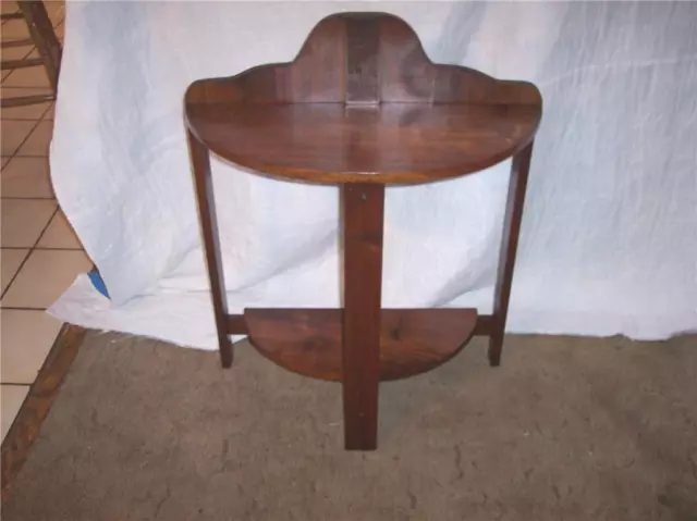 Mid Century Carved Back Splat Solid Walnut Demilune Entry Table (WENT14)