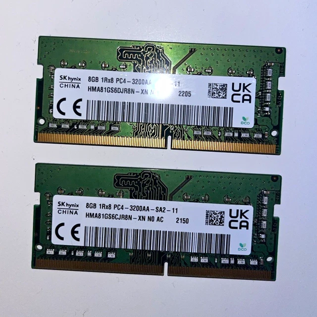 16GB (2 X 8GB) Sk Hynix DDR4 3200MHz PC4-25600 SODIMM Laptop