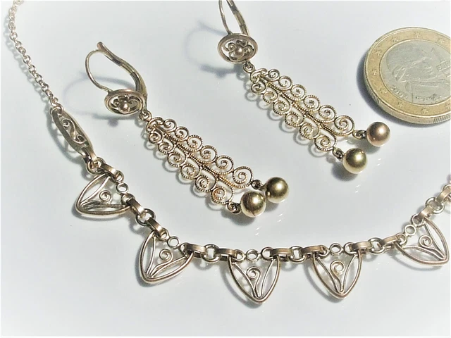 Lot De Bijoux Anciens Années 1950 En Plaqué Or | Collier B.O Et Bague T57 Avec Pierre Mauve/améthyste | Très Bon état