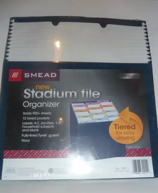 Smead Stadium File Organizer ,12 Pocket, STADIUM, Holds 900+ Sheets No.70211