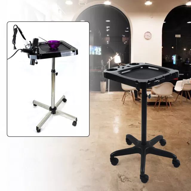 Salon Instrument Tray Rolling Service Tray Cart Black Hair Dryer Tool Salon Spa