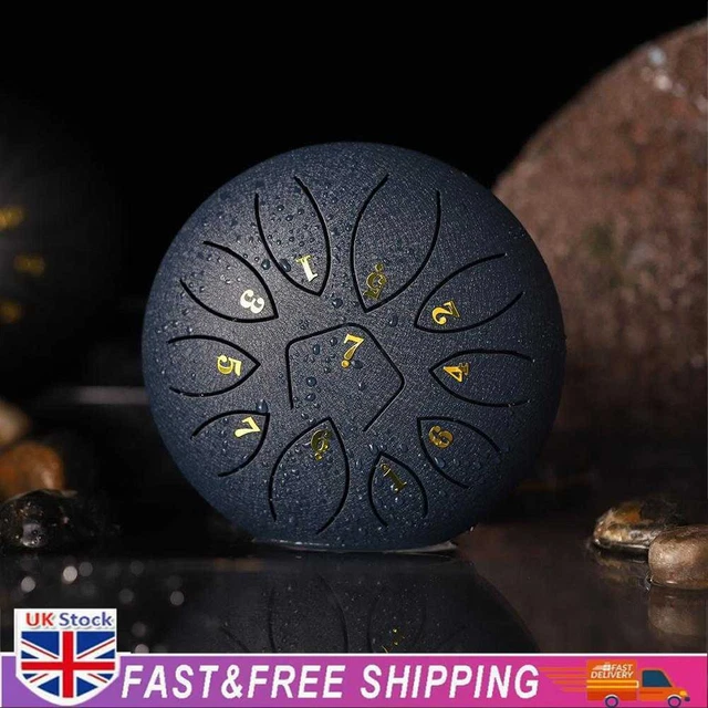 6 Inch 11-Note Tongue Drum with Drumsticks Hand Pan Ethereal Drums (Navy)