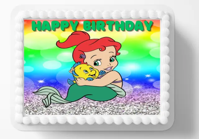 Mermaid Baby Shower Edible Image Personalized Birthday Cake Topper Sticker Decal