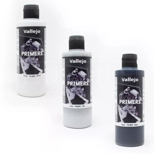 Vallejo Primer 200ml White Grey Black Surface Acrylic Paint Model Air Brush