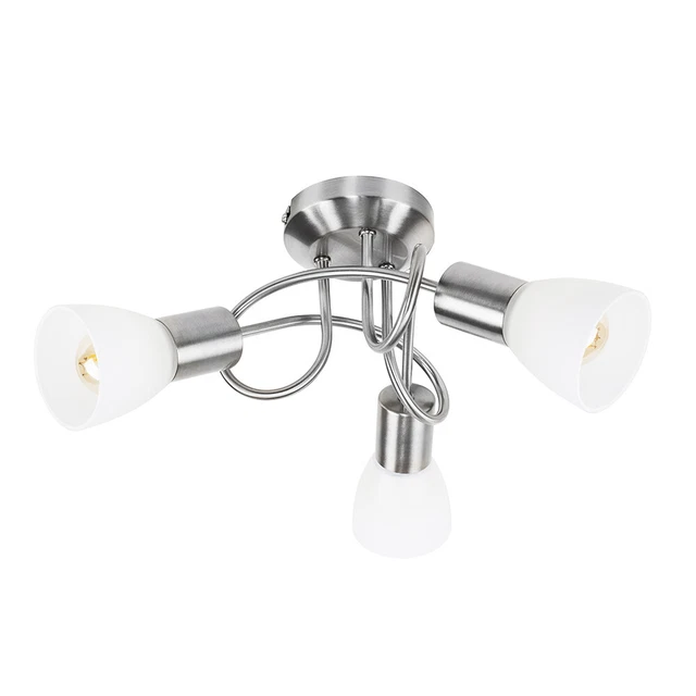 Semi Flush Ceiling Light Fitting Brushed Chrome Frosted Glass Living Room Lamp