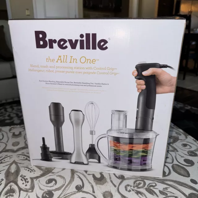 Breville BSB530GRY - All In One Immersion Blender -Blend Mash Processing Station