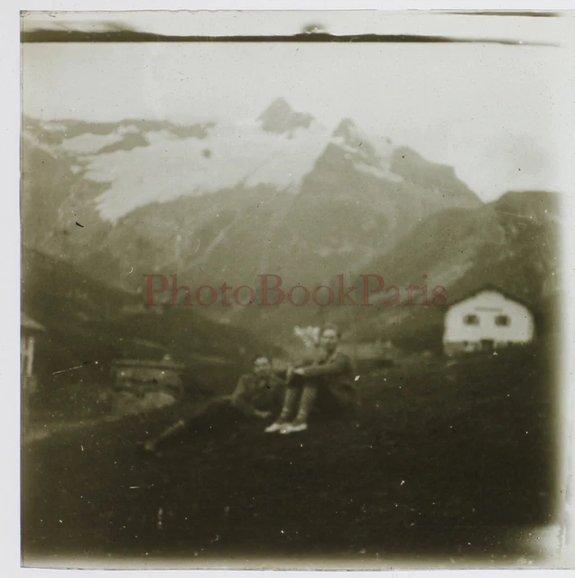 FRANCE Montagne Le Mottet 1928 Photo Stereo Glass Plate Vintage