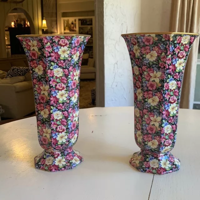 Pair of Stunning Royal Winton Grimwades 1995 Florence Chintz Large Vases