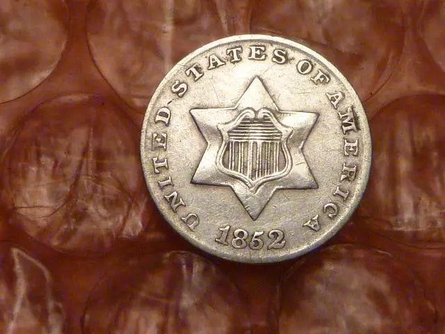 1852 Three Cent Silver Piece Trime 3c Type 1 AU #1D