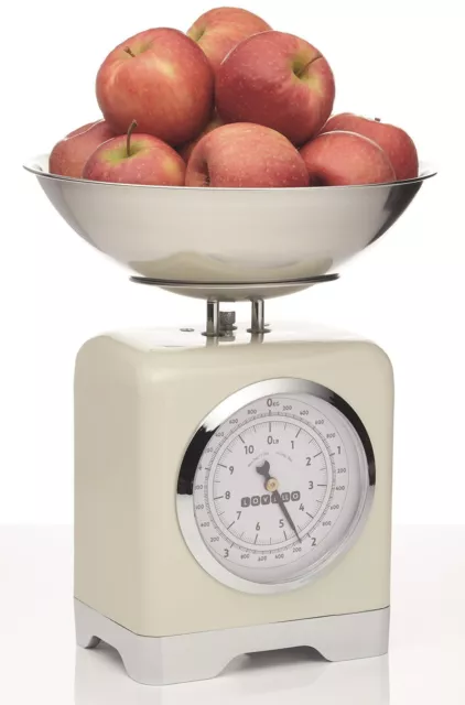 RETRO ANALOGUE KITCHEN SCALES TO 5KG STAINLESS STEEL BOWL BLACK