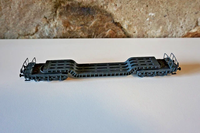 Vintage Trix made in Western Germany Tieflader Wagon Eisenbahn Tieflader 6-achsi