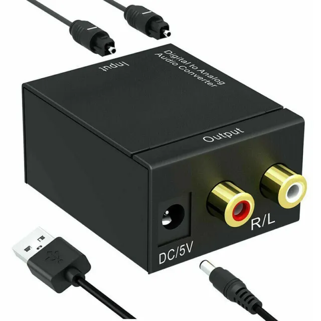 Optical Coaxial Toslink Digital to Analog Audio Converter Adapter RCA L/R 3&Z0