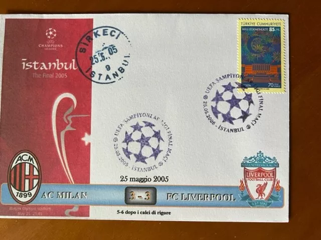 2005 FDC BUSTA FINALE UEFA CHAMPIONS LEAGUE MILAN-LIVERPOOL annullo ISTANBUL