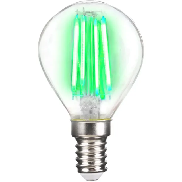 LightMe LED Filament Leuchtmittel Tropfen 4W E14 klar Grün Kugel P45 Deco green