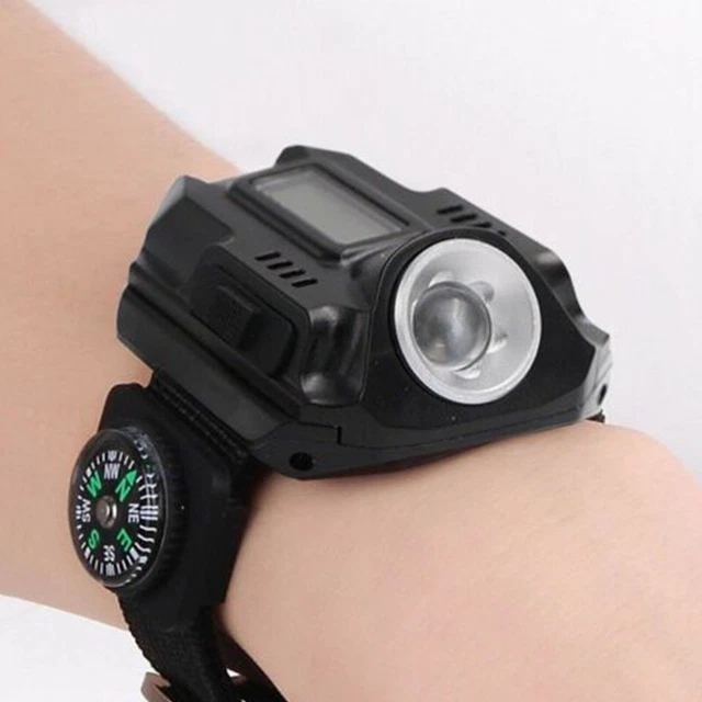 Montre Ancienne/unisexe Avec Loupe Intégrée Et Lampe - Bracelet Cuir Véritable - Occasion