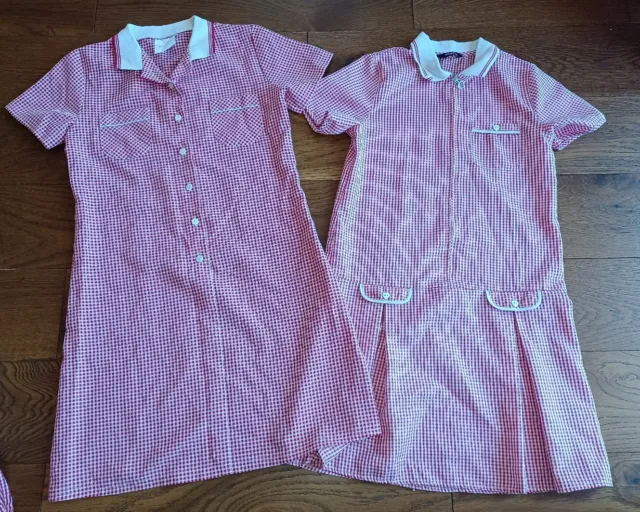 George / Simply School - Red / White Gingham School Dress Bundle - Age 9 - 10