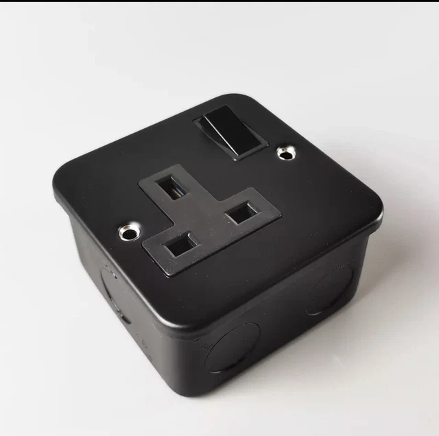 BLACK METAL CLAD single 13A switched power Socket £30.00 PicClick UK