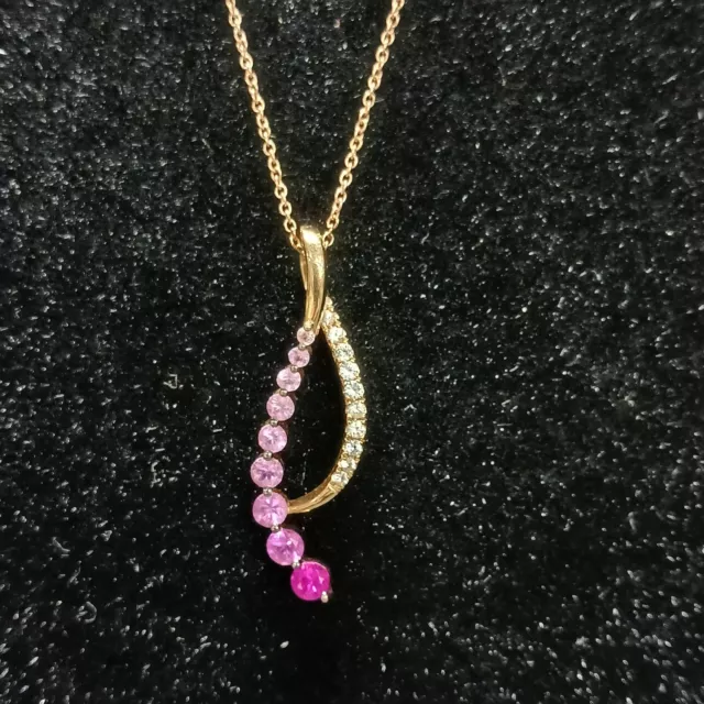 Le Vian 14K Rose Gold Pink Sapphire Pendant Necklace - 3.6g