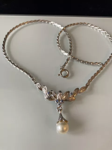 835 Silber Collier mit Perle Vintage