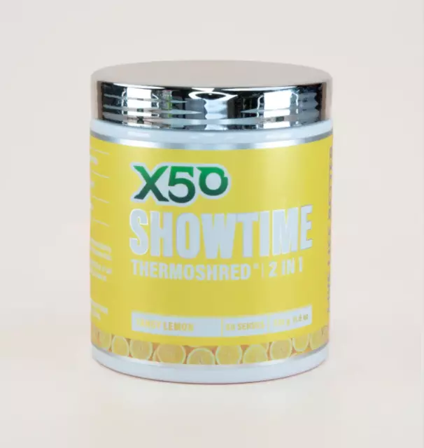 X50 Showtime 2In1 60Srv Thermoshred Pre Workout Fat Burner Green Tea Oxy Shred