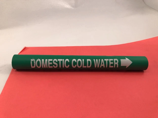 SETMARK 33152 SZ-10  PIPE MARKER "Domestic Cold Water" White on Green