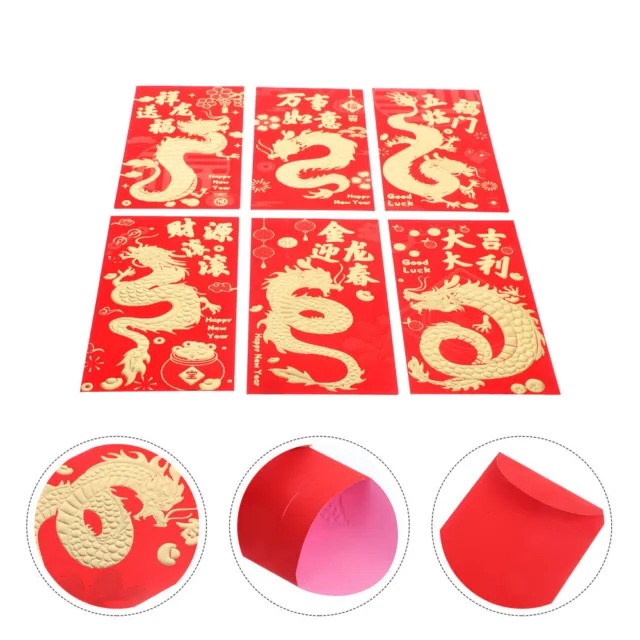 30 paquetes de papel rojo para el año del dragón, sobres rojos, rojos