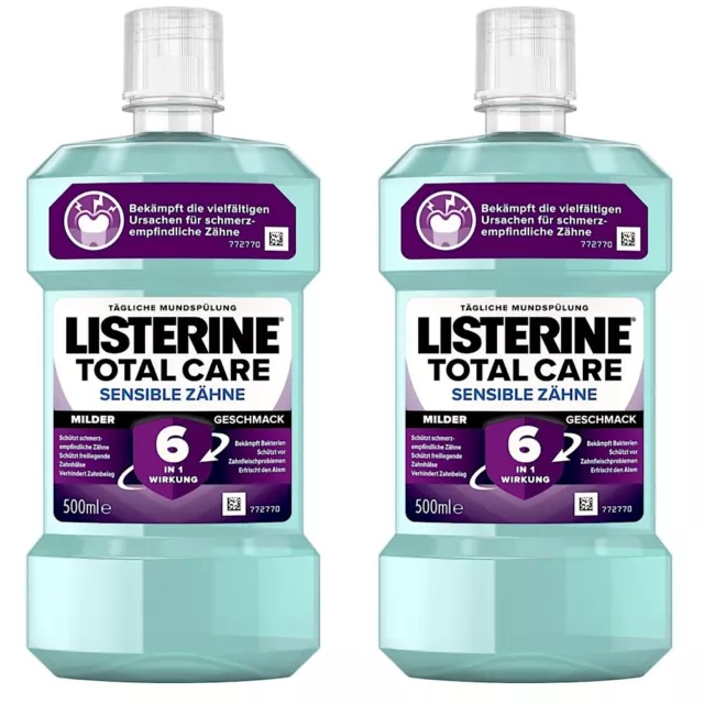 ✅ Listerine Total Care Sensible Zähne Mundspülung Frischer Atem 2x 500ml ✅