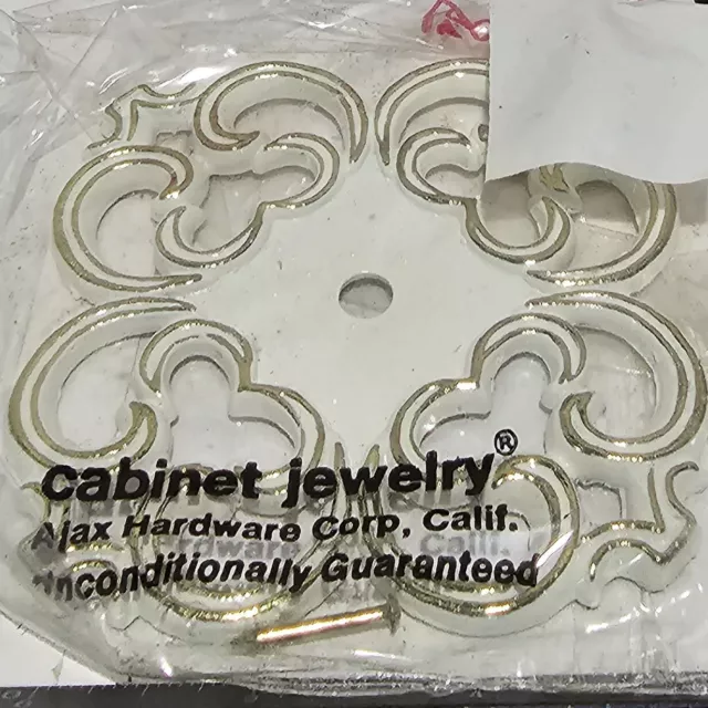 Cajón de gabinete vintage Ajax placa posterior fundida a presión oro blanco nuevo conjunto de 10 stock antiguo