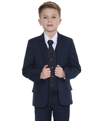 Boys Suits Boys Check Suits, Page Boy Wedding Prom Formal Suit, Boys Navy Suit C