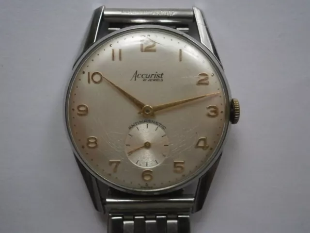 Vintage gents wristwatch ACCURIST mechanical watch working AS 1002 984 swiss