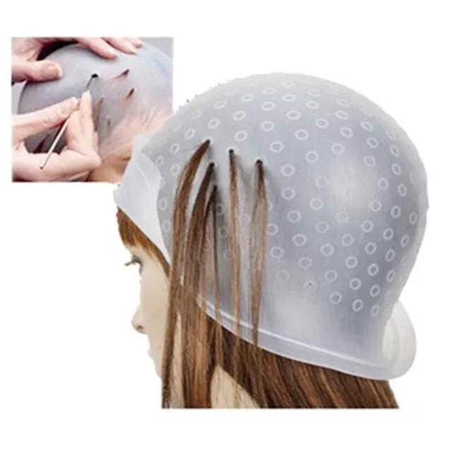 Sombrero tinte de silicona gorra reutilizable color de cabello resaltado con gancho peluquería