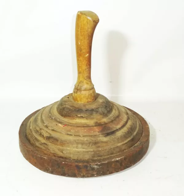 Alter Curling with Wooden Handle Holzeisstock Decor Curling Vintage