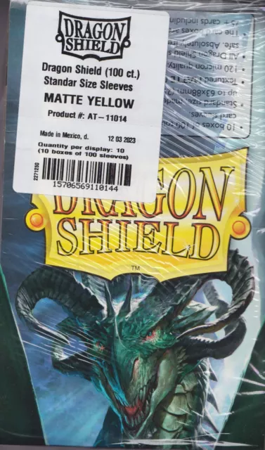 Lot 10 new 100 ct pk Dragon Shield Matte Deck Sleeves Protectors Yellow