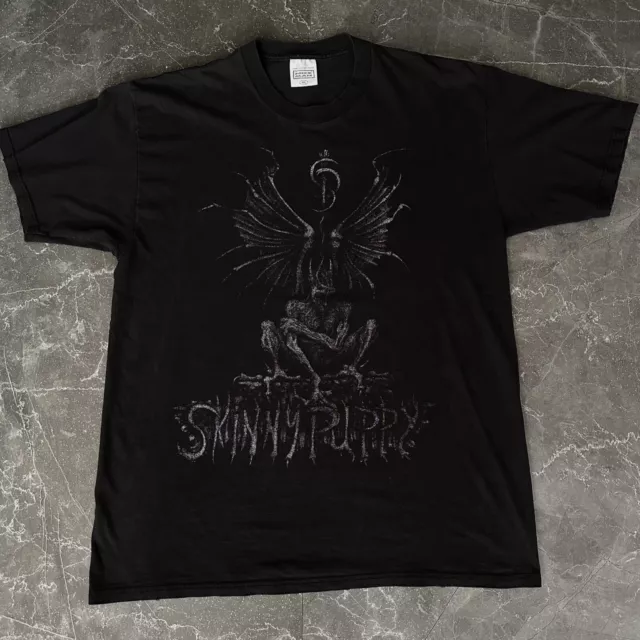 Vintage 1992 Skinny Puppy Last Rights Tour Band Tee Shirt Sz XL Faded Industrial