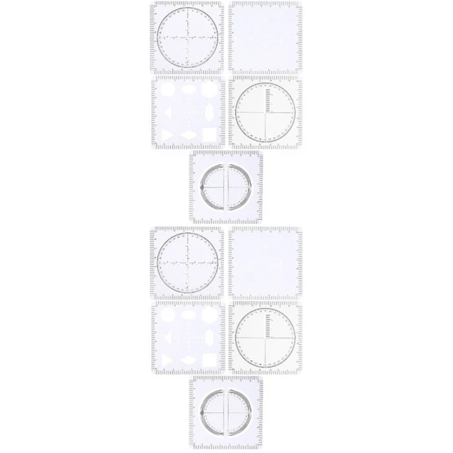 4 Gabarits De Dessin Zimoer - 2 Règles Circulaires Bleues Et 2 Règles Droites Transparentes 15 Cm - Pour école, Bureau Et Art