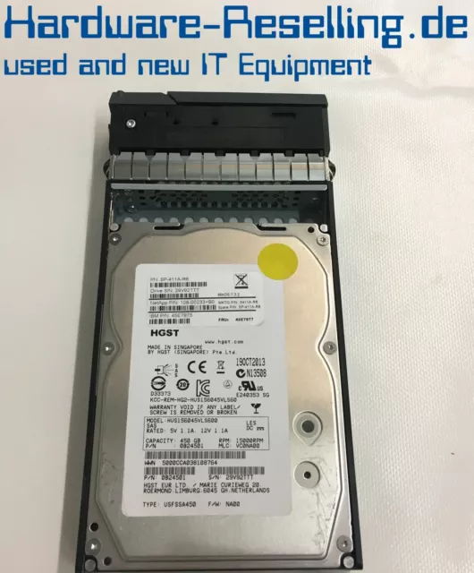 Netapp IBM 450 GB 15K 3,5" SAS 45E7975 45E7977 108-00233+B0 X411A-R6 SP-411A-R6