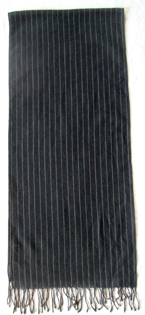 Écharpe Vintage 100% Cachemire - Dimensions 26x160 Cm - Couleur Gris - Très Bon état
