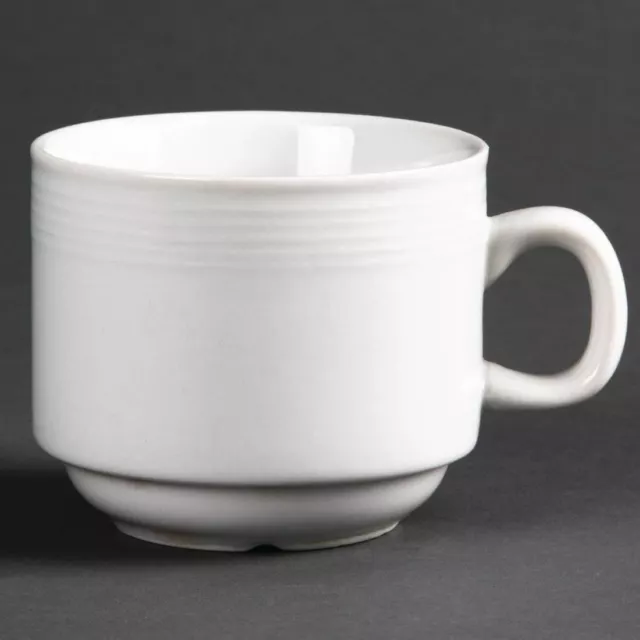 Olympia Linear Stacking Tea Cups Made of Porcelain in White - 200ml Pack of 12